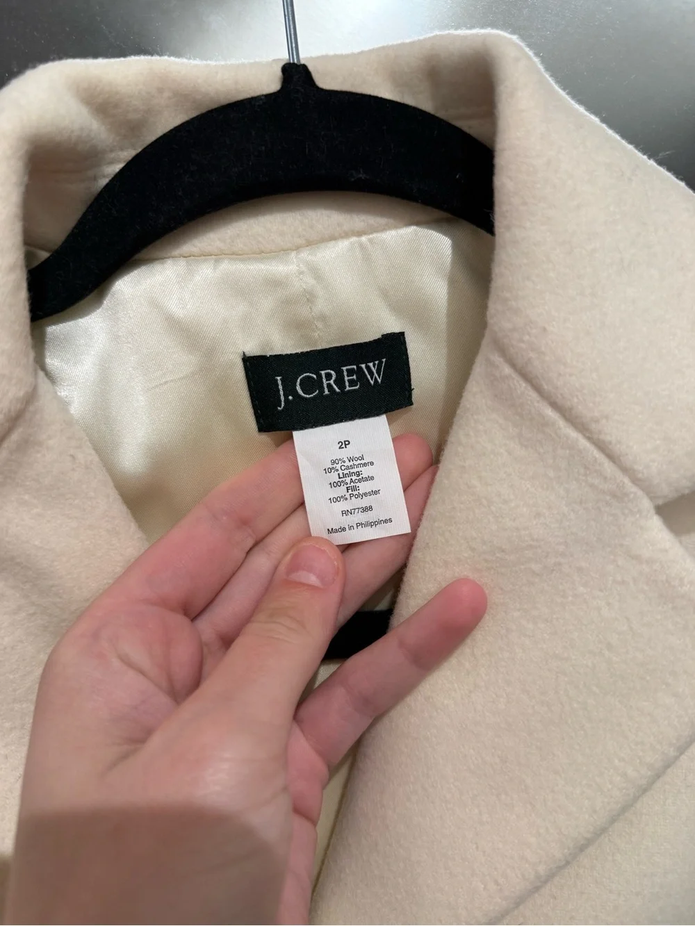 J. Crew Cream Single-Breasted Wool Trench Coat
